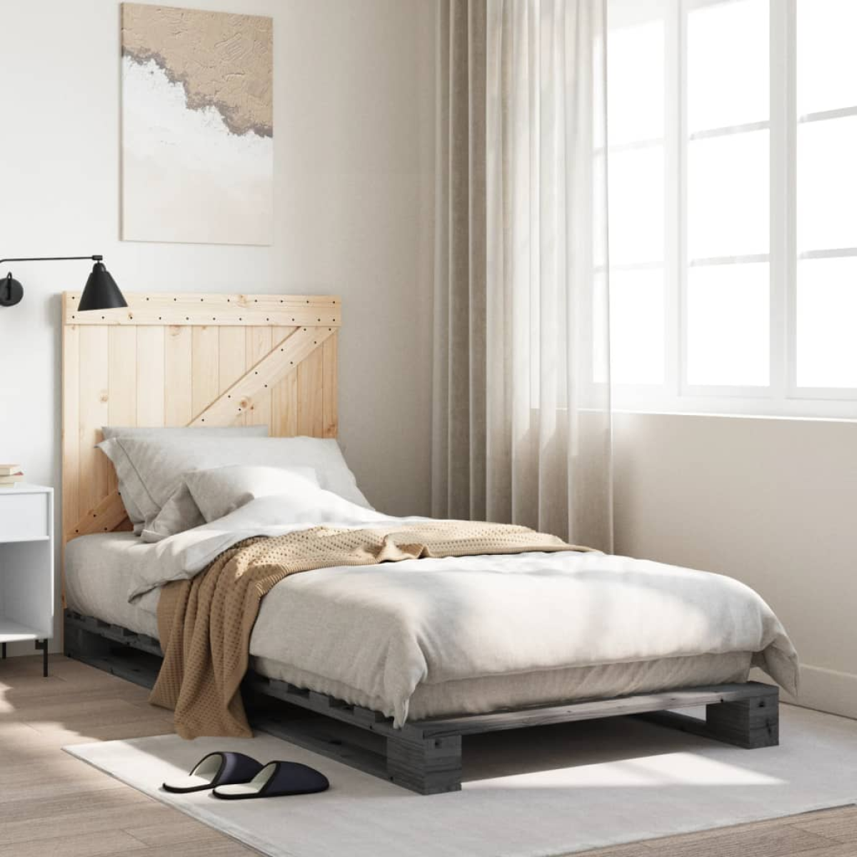 vidaXL Bed Frame | Natural Pine | Solid Pinewood | Single size | Durable - from vidaXL
