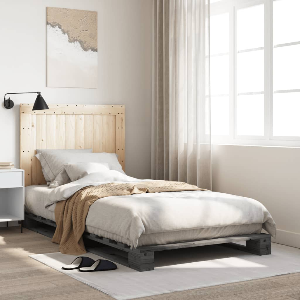 vidaXL Bed Frame | Natural Pine | Solid Pinewood | Single size | Durable - from vidaXL