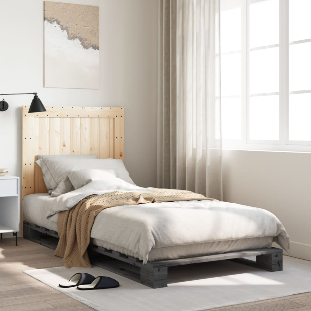 vidaXL Bed Frame | Natural Pine | Solid Pinewood | Single size | Durable - from vidaXL