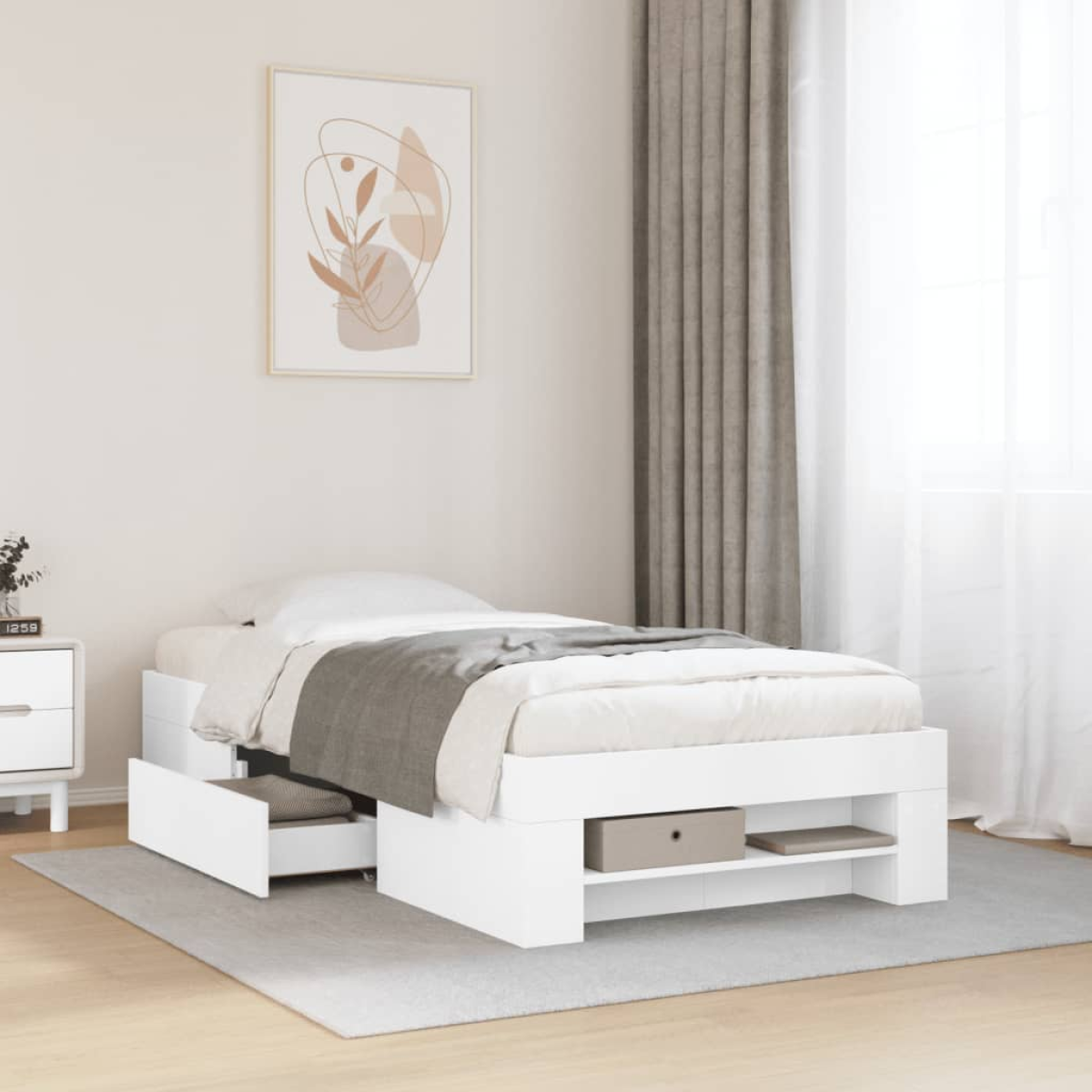 vidaXL Bed Frame without Mattress White 200x200 cm Engineered Wood - from vidaXL