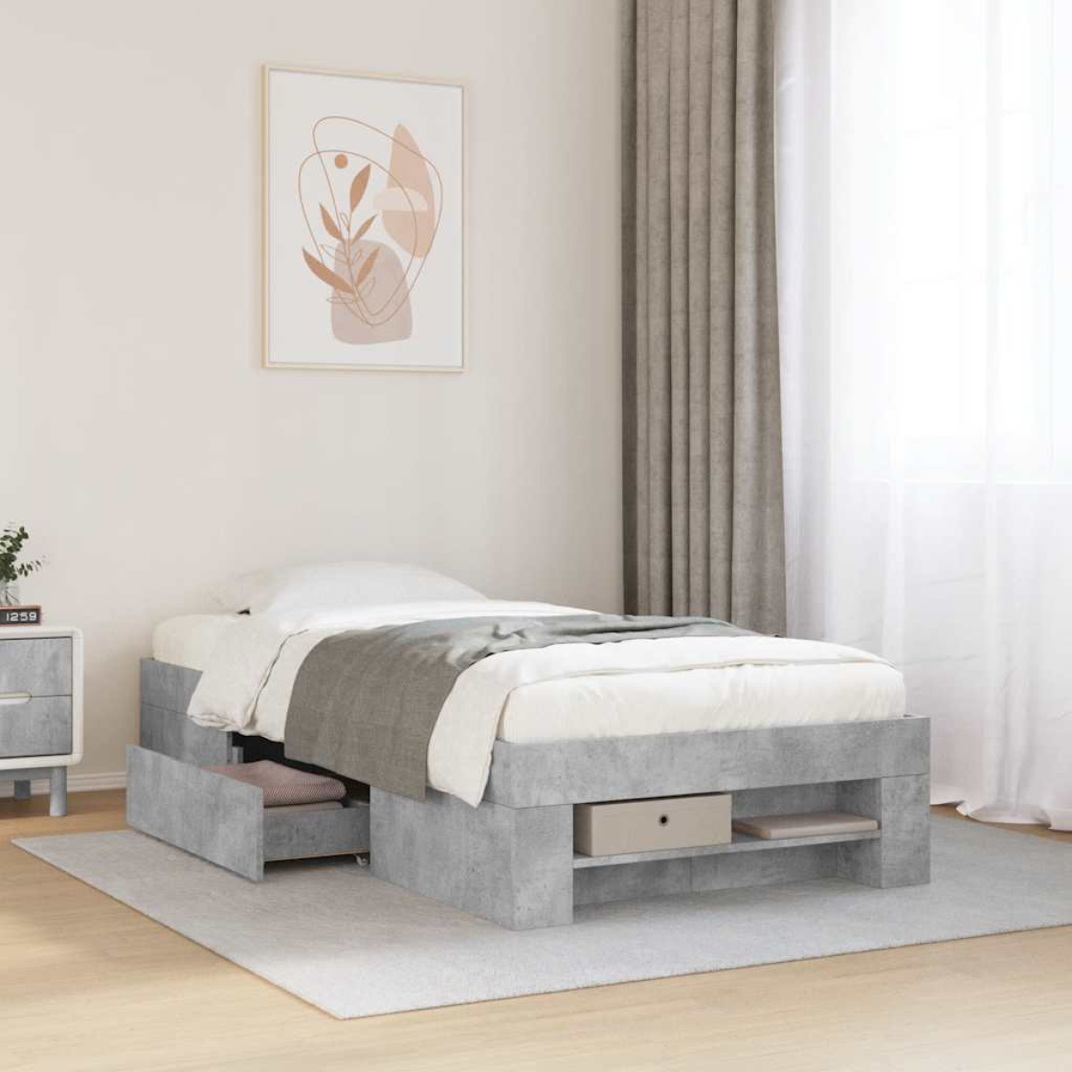 vidaXL Bed Frame without Mattress White 200x200 cm Engineered Wood - from vidaXL