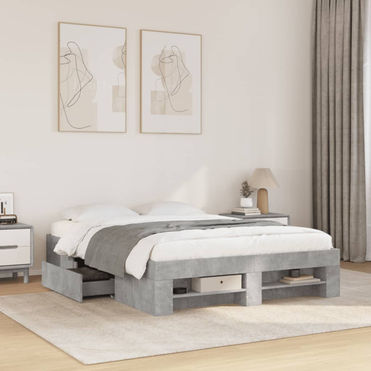 vidaXL Bed Frame without Mattress White 200x200 cm Engineered Wood - from vidaXL