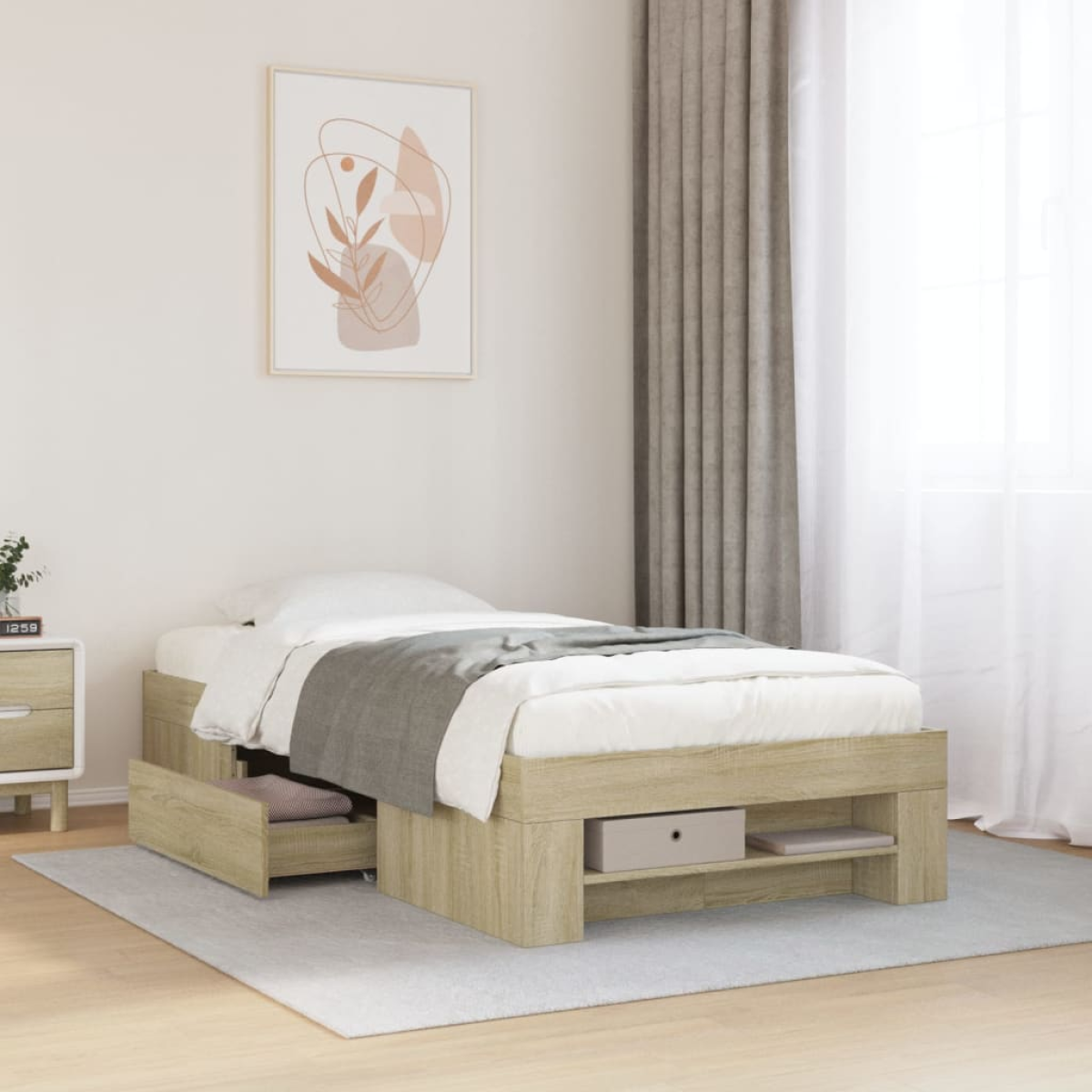 vidaXL Bed Frame without Mattress White 200x200 cm Engineered Wood - from vidaXL