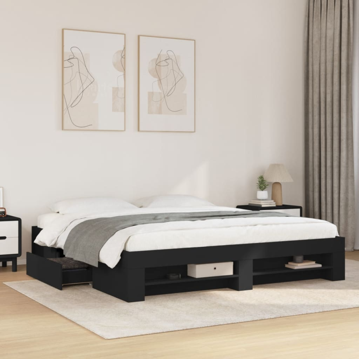vidaXL Bed Frame without Mattress White 200x200 cm Engineered Wood - from vidaXL