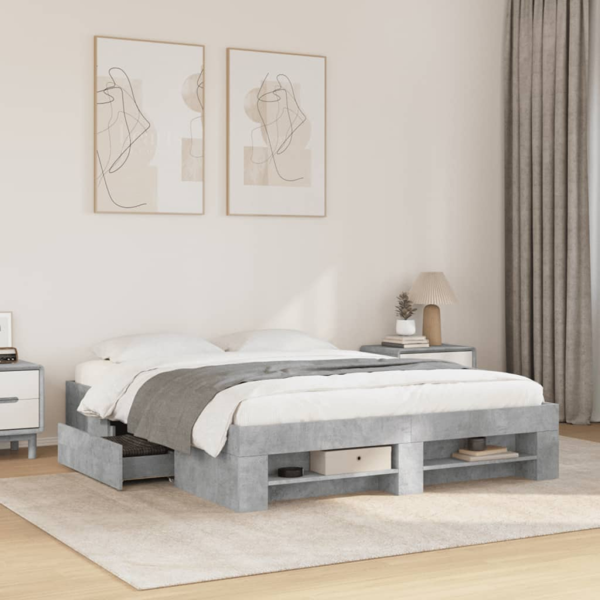 vidaXL Bed Frame without Mattress White 200x200 cm Engineered Wood - from vidaXL
