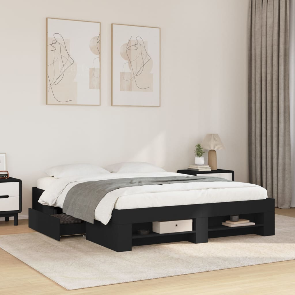vidaXL Bed Frame without Mattress White 200x200 cm Engineered Wood - from vidaXL
