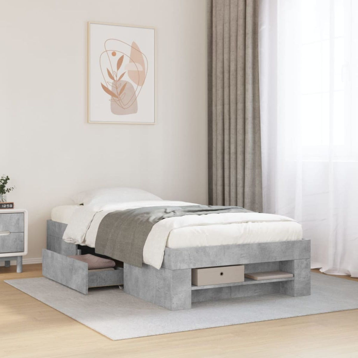 vidaXL Bed Frame without Mattress White 200x200 cm Engineered Wood - from vidaXL