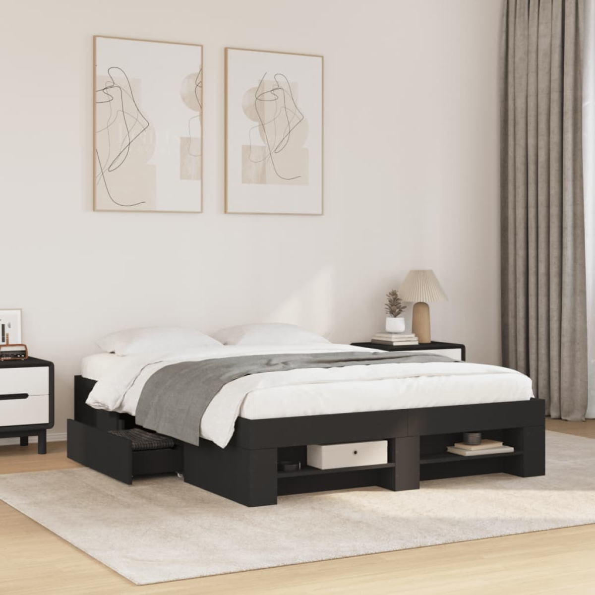 vidaXL Bed Frame without Mattress White 200x200 cm Engineered Wood - from vidaXL