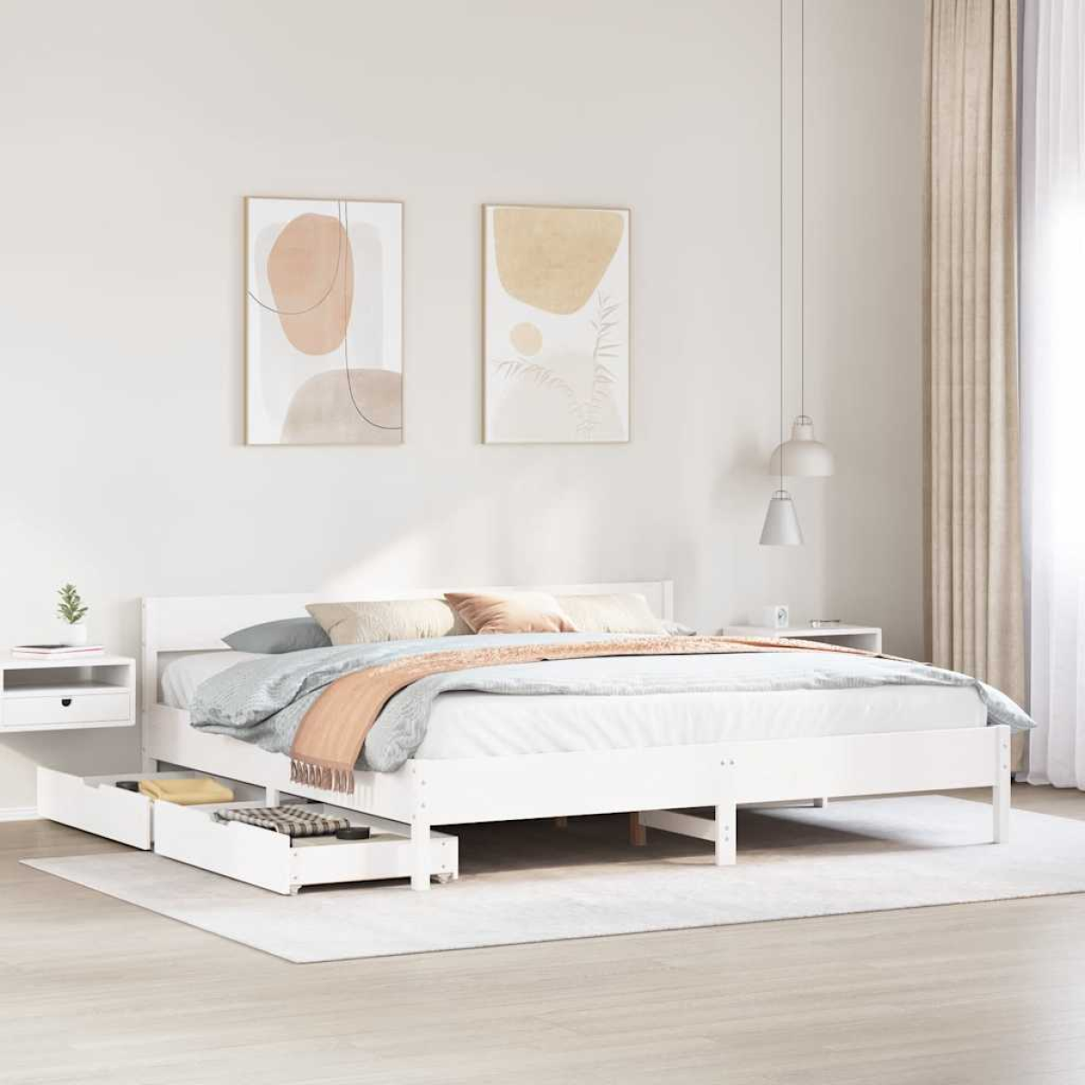 vidaXL Bed Frame without Mattress 200x200 cm Solid Wood Pine - from vidaXL