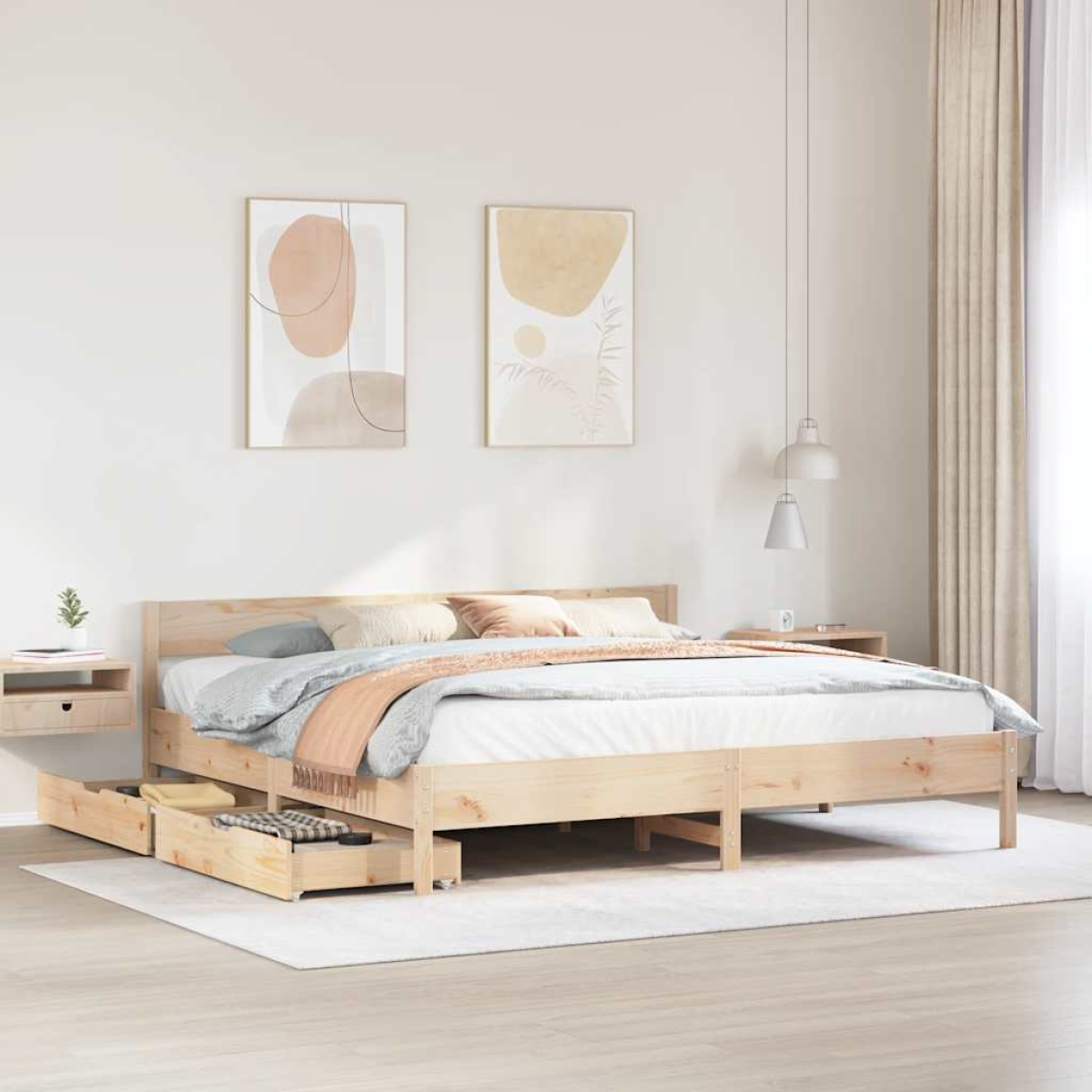 vidaXL Bed Frame without Mattress 200x200 cm Solid Wood Pine - from vidaXL
