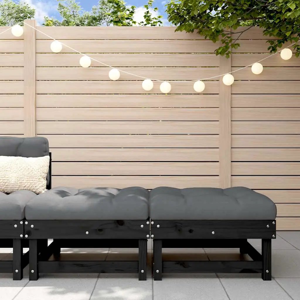 vidaXL vidaXL Corner Sofa with Cushions Black Solid Wood Pine - Garden Sofa Sets