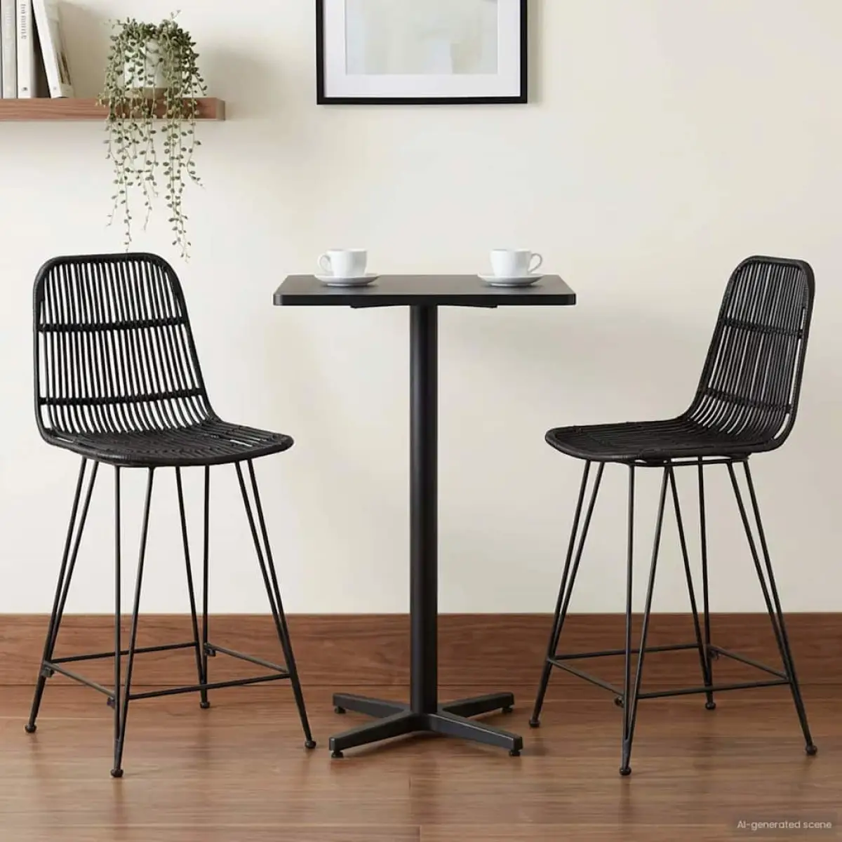 vidaXL vidaXL Bar Stool 2 pcs Natural 44 x 54 x 96 cm Rattan and Steel - Bar Stool