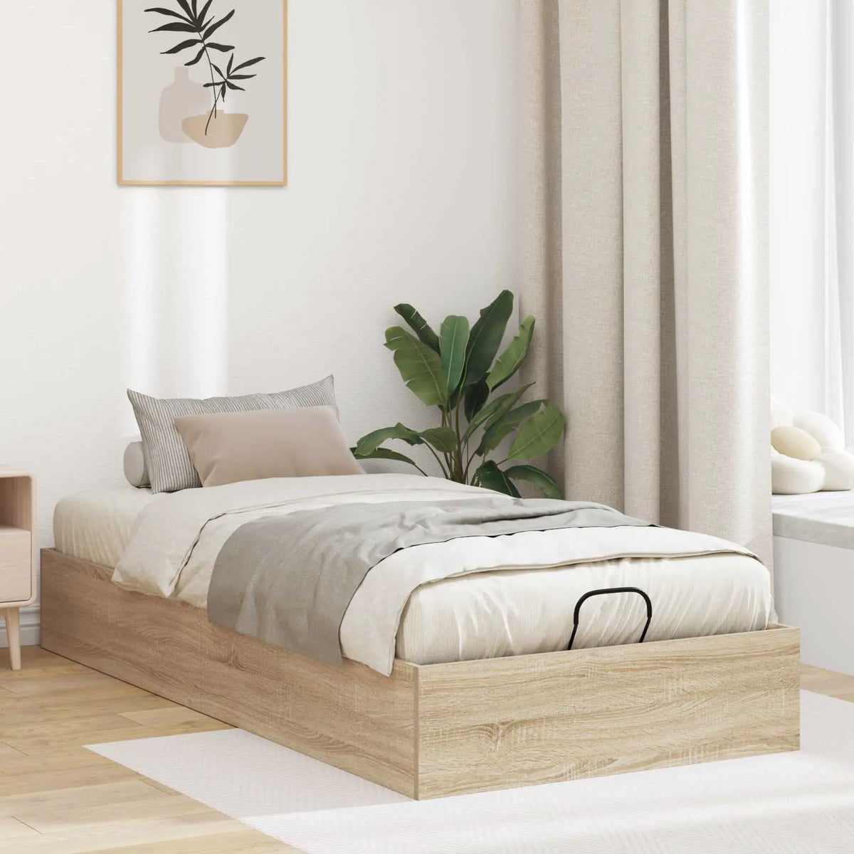 vidaXL Ottoman Bed Frame White 203 x 180 x 25 cm Engineered Wood - from vidaXL