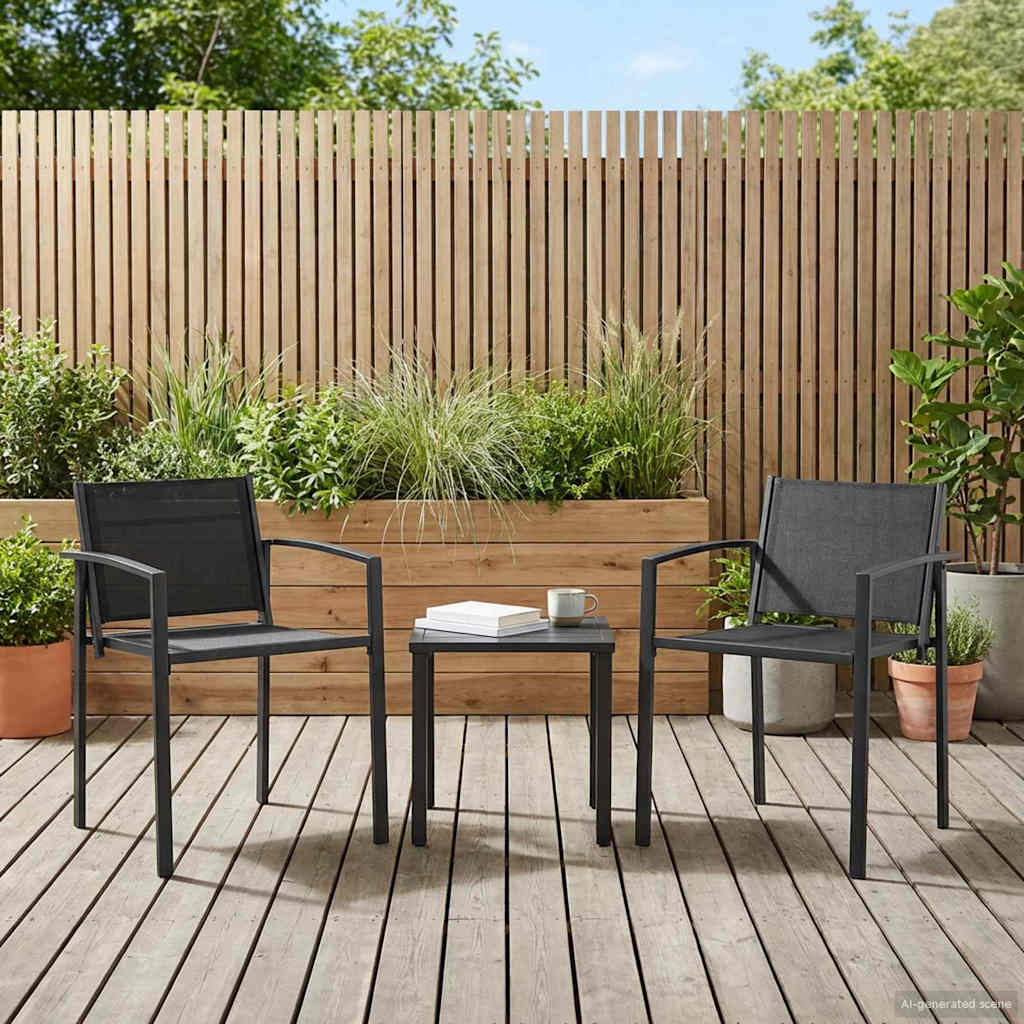 vidaXL vidaXL Garden Chairs 2 pcs Black and Anthracite 53.5 x 59 x 77 cm -