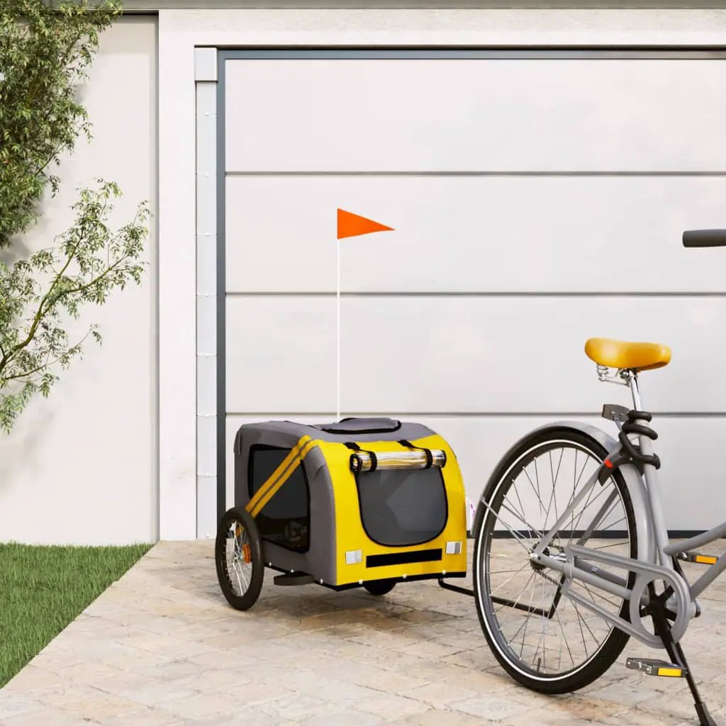 vidaXL Pet Bike Trailer Orange and Grey Oxford Fabric and Iron - from vidaXL