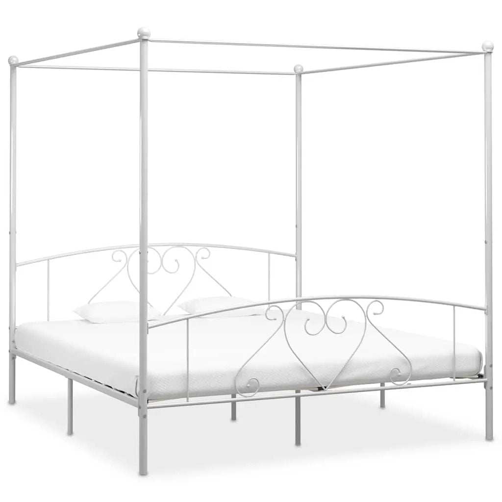 vidaXL Bed Frame | White | Metal | Single | Durable | Bed Frame | Rectangular - from vidaXL