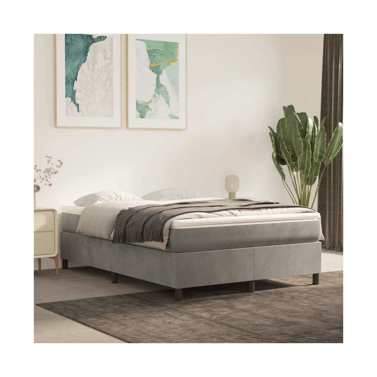 vidaXL Box Spring Bed Frame Light Grey Twin Velvet (US Only) - from vidaXL