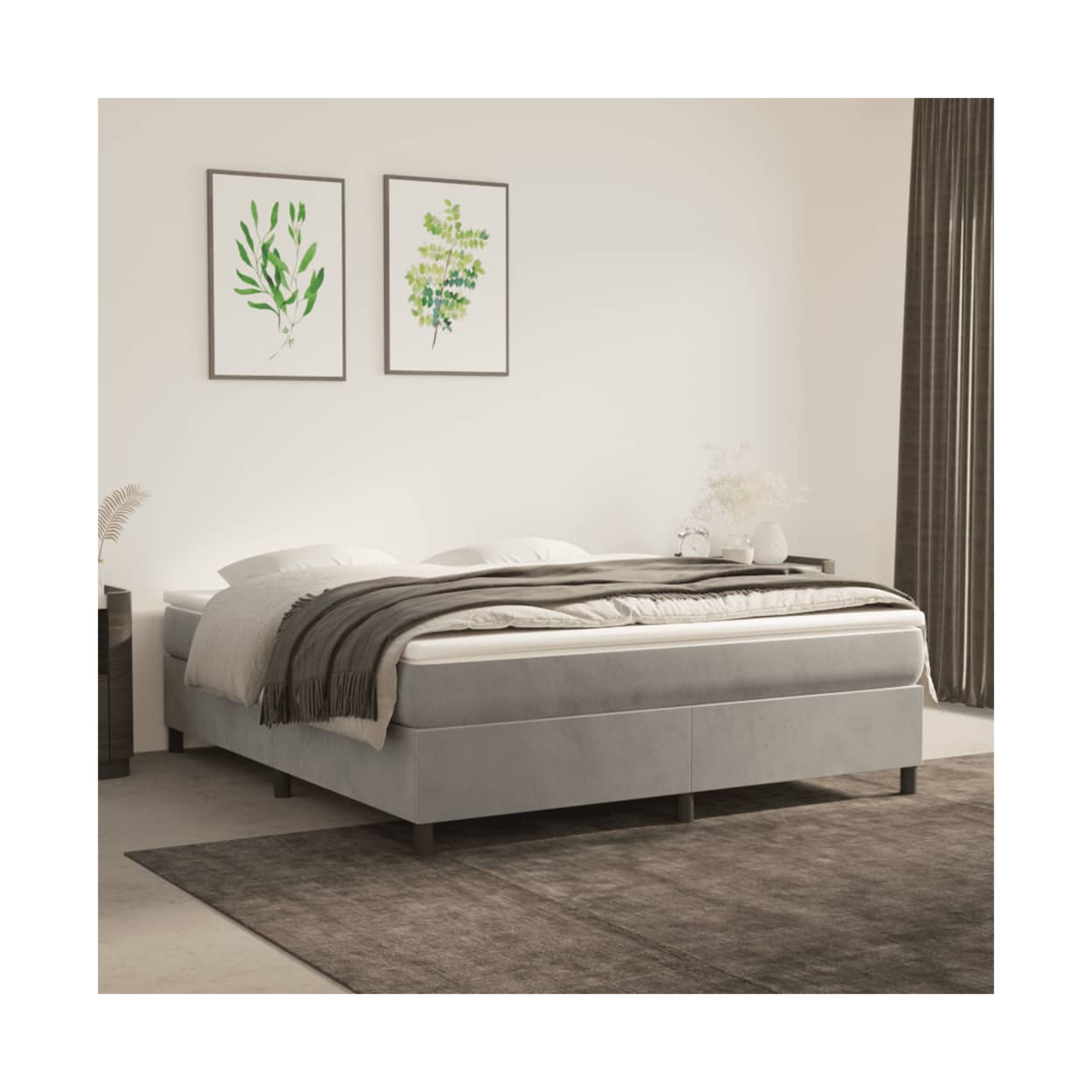 vidaXL Box Spring Bed Frame Light Grey Twin Velvet (US Only) - from vidaXL