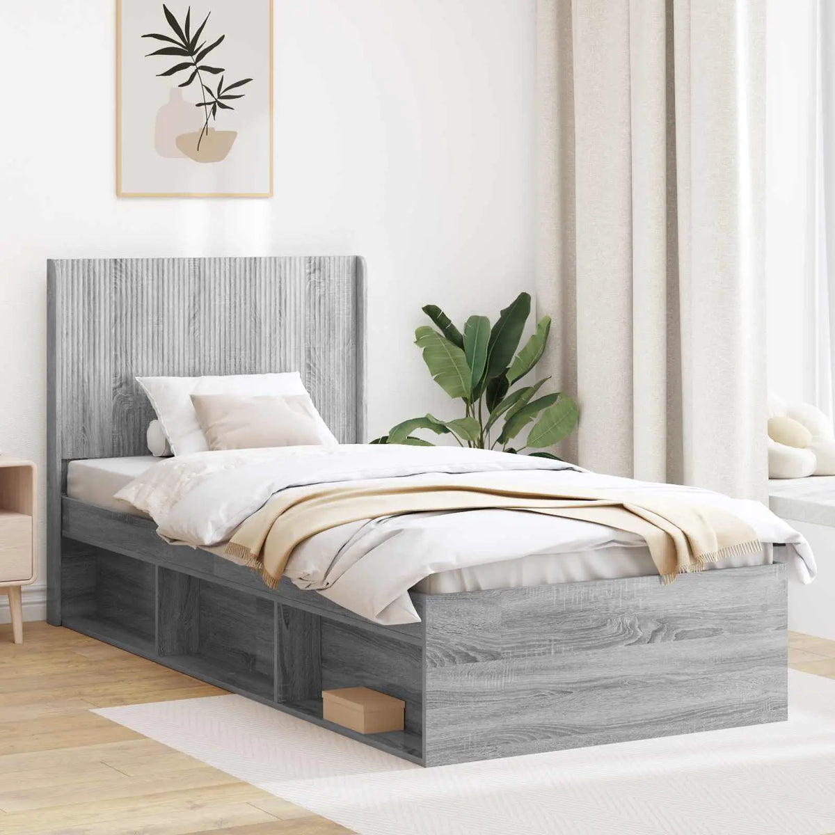 vidaXL Bed Frame with Storage and Headboard White 200 x 200 cm - from vidaXL