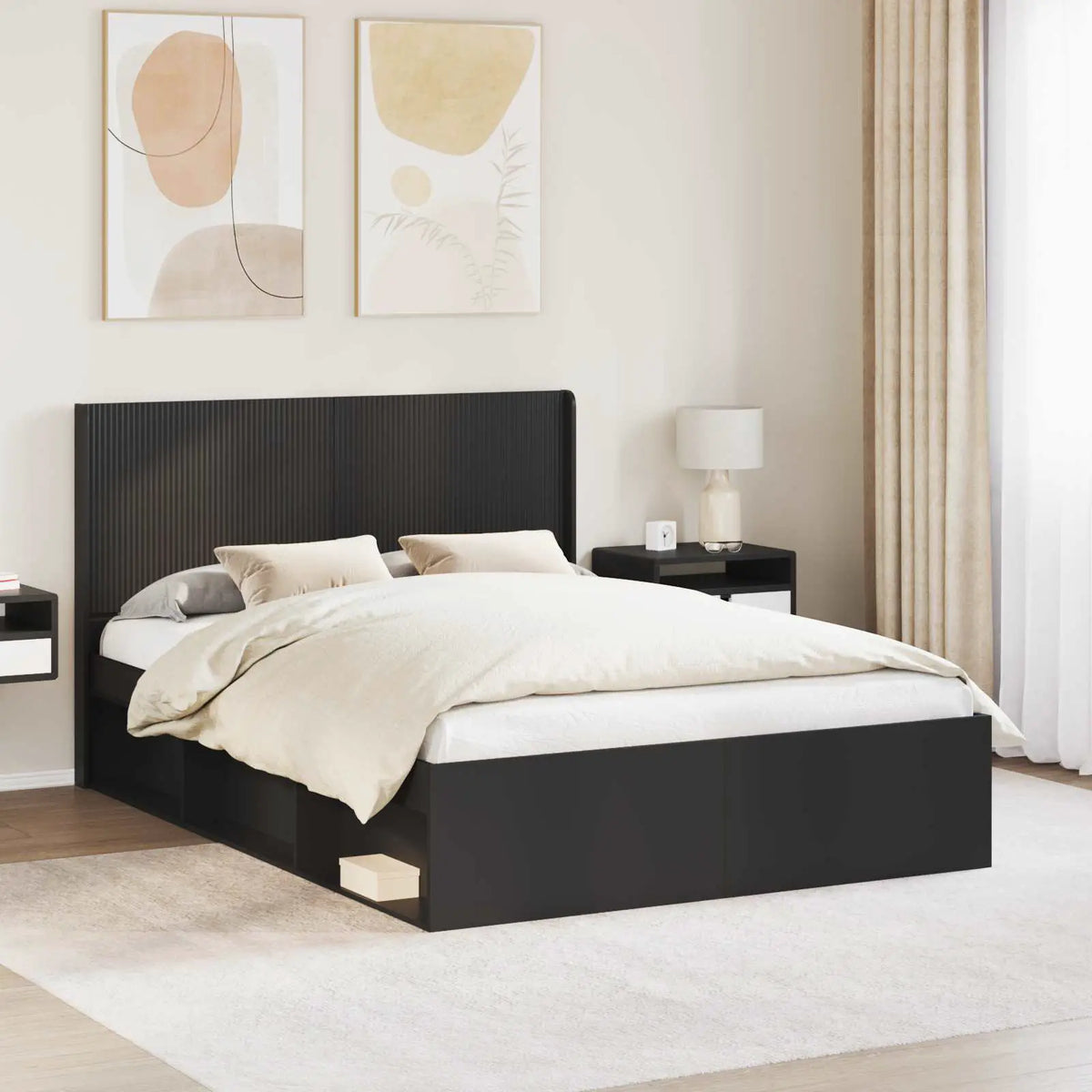 vidaXL Bed Frame with Storage and Headboard White 200 x 200 cm - from vidaXL
