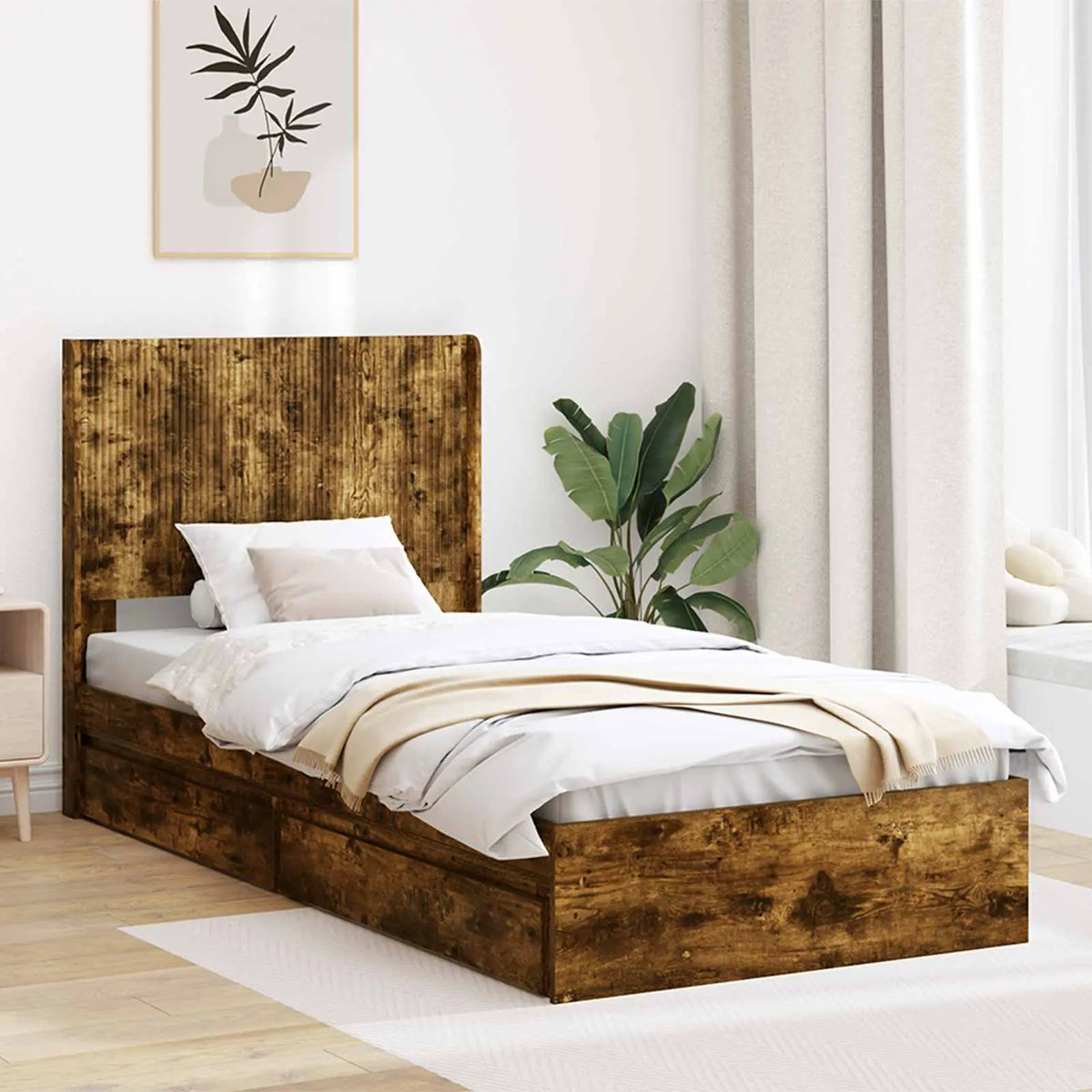 vidaXL Bed Frame with Storage and Headboard Black 200 x 200 cm - from vidaXL