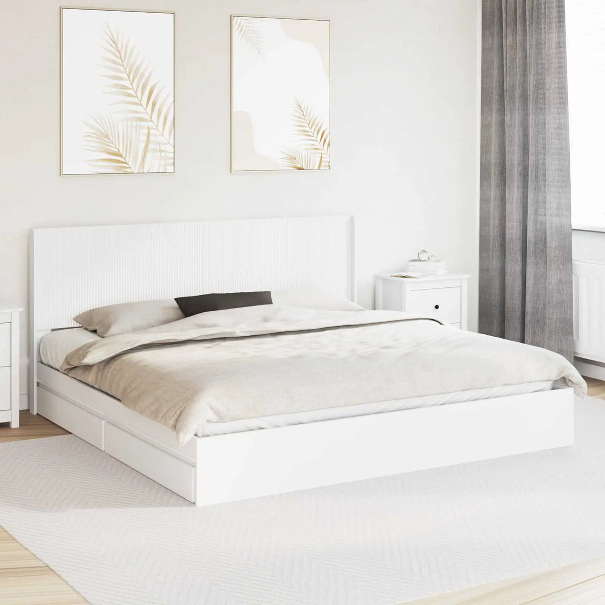 vidaXL Bed Frame with Storage and Headboard Black 200 x 200 cm - from vidaXL
