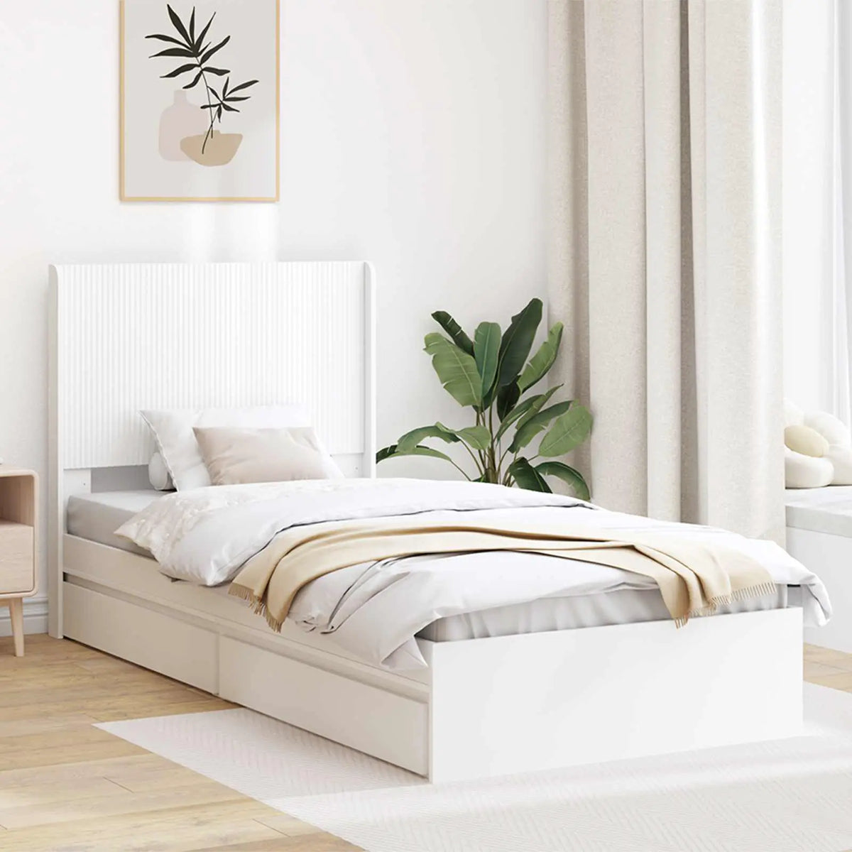 vidaXL Bed Frame with Storage and Headboard Black 200 x 200 cm - from vidaXL
