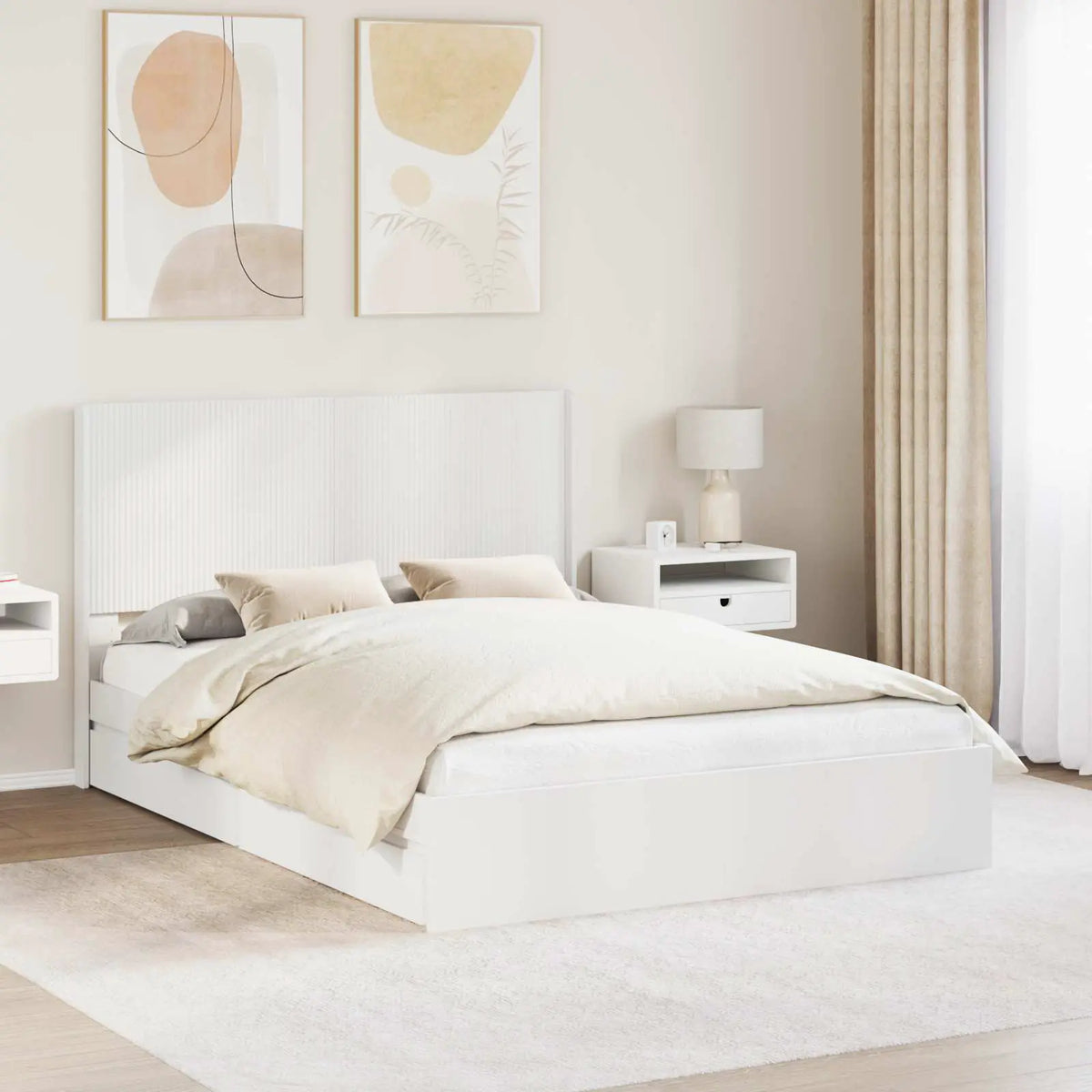 vidaXL Bed Frame with Storage and Headboard Black 200 x 200 cm - from vidaXL