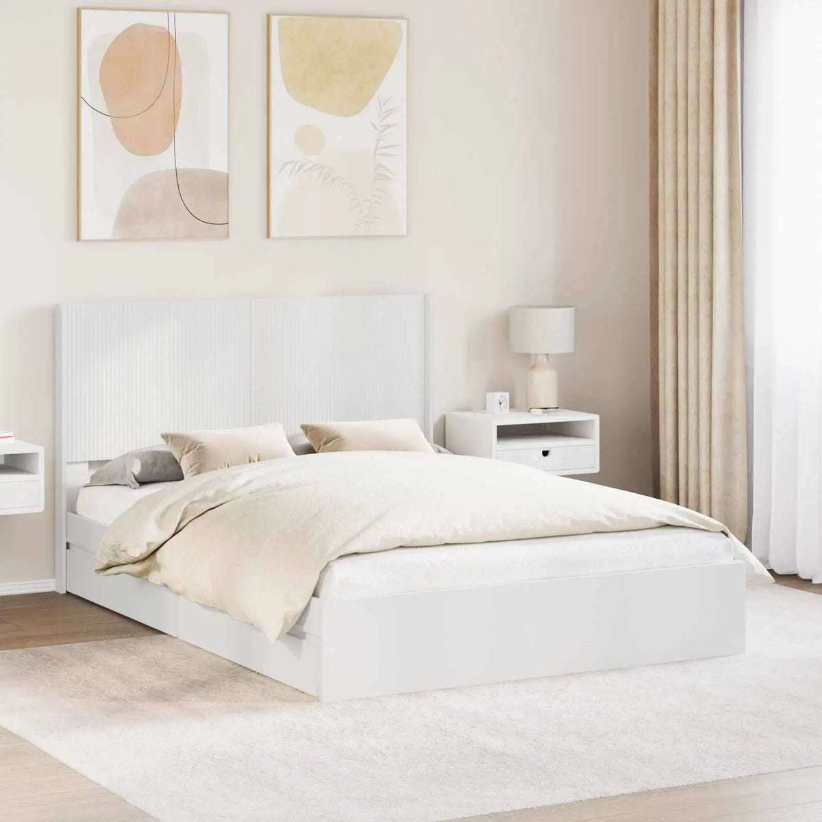 vidaXL Bed Frame with Storage and Headboard Black 200 x 200 cm - from vidaXL