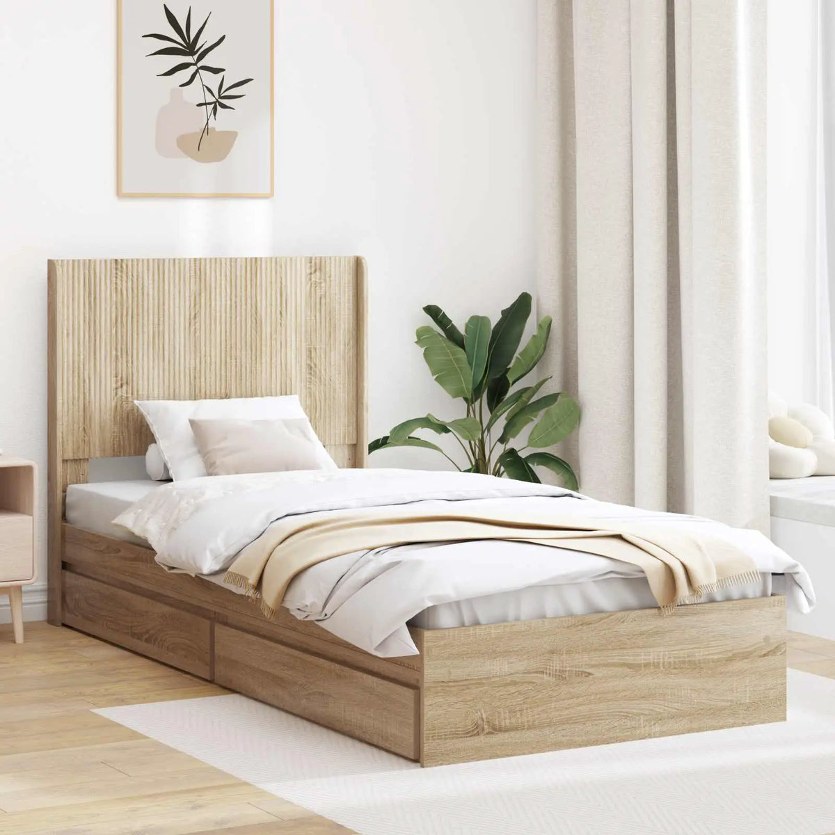 vidaXL Bed Frame with Storage and Headboard Black 200 x 200 cm - from vidaXL