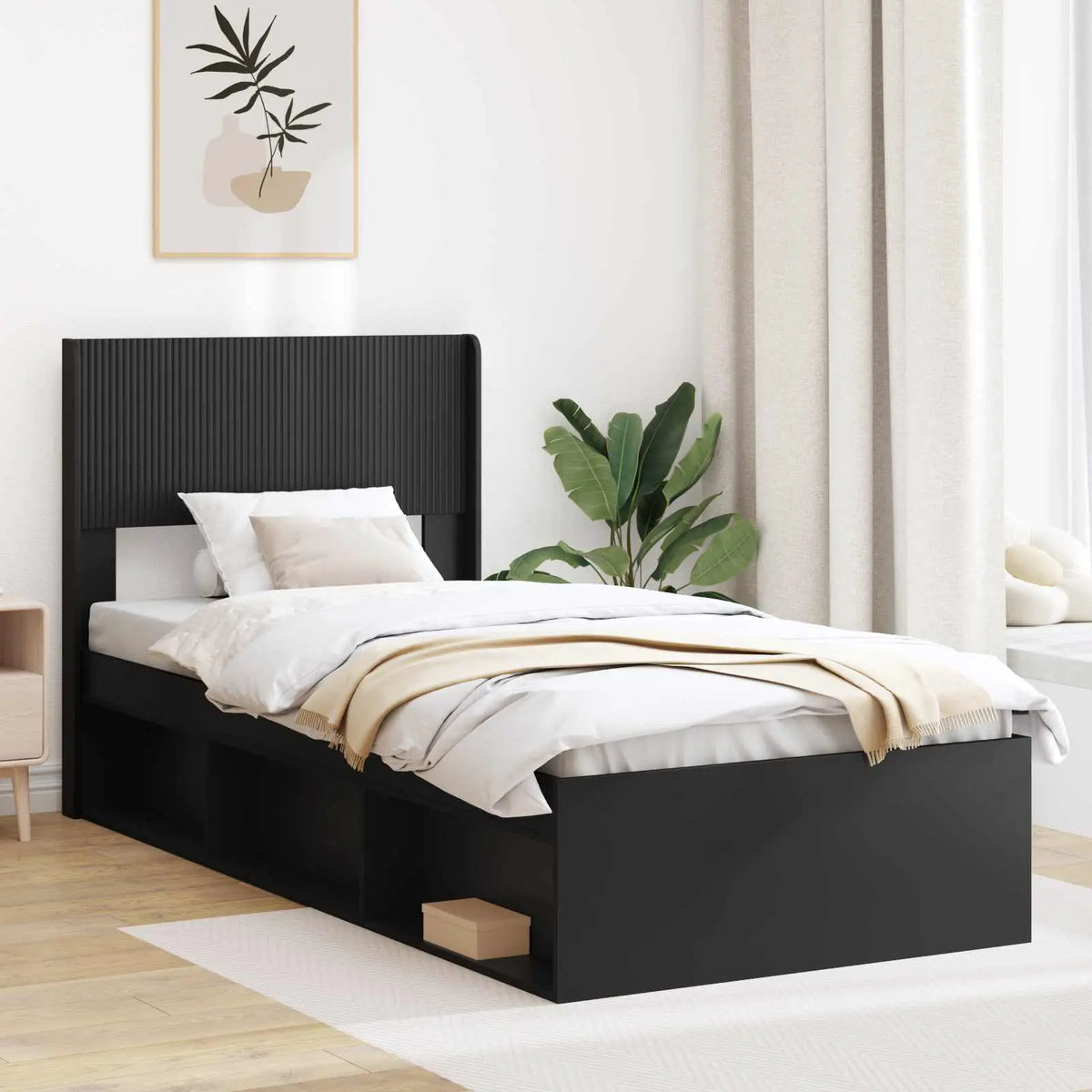 vidaXL Bed Frame with Storage and Headboard White 200 x 200 cm - from vidaXL