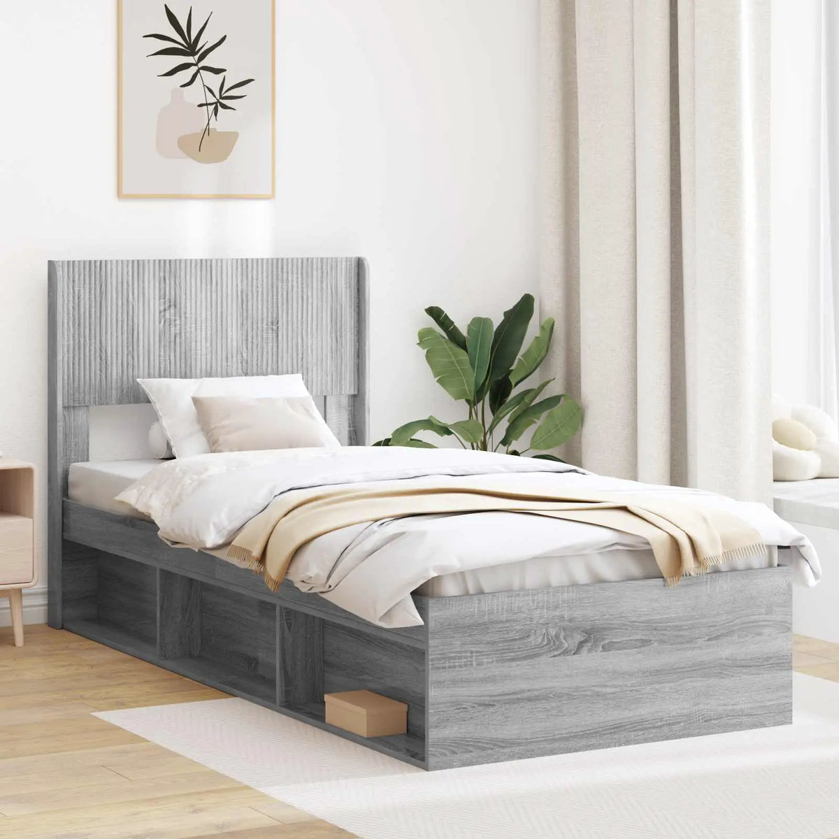 vidaXL Bed Frame with Storage and Headboard White 200 x 200 cm - from vidaXL