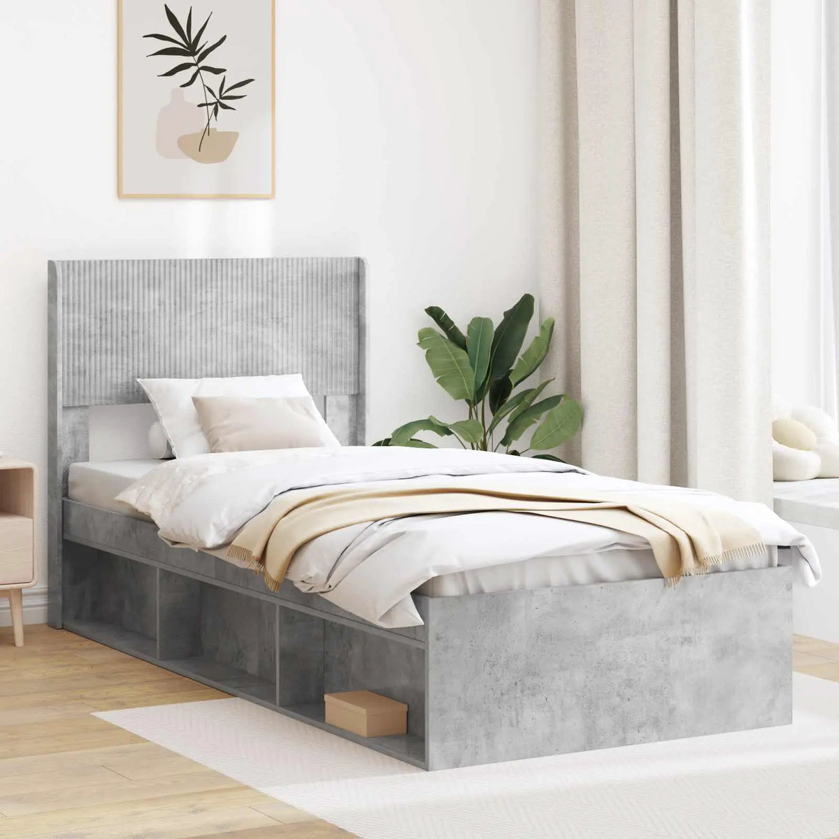 vidaXL Bed Frame with Storage and Headboard White 200 x 200 cm - from vidaXL