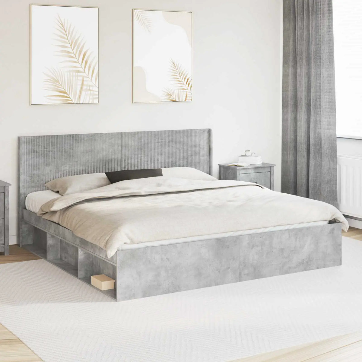 vidaXL Bed Frame with Storage and Headboard White 200 x 200 cm - from vidaXL