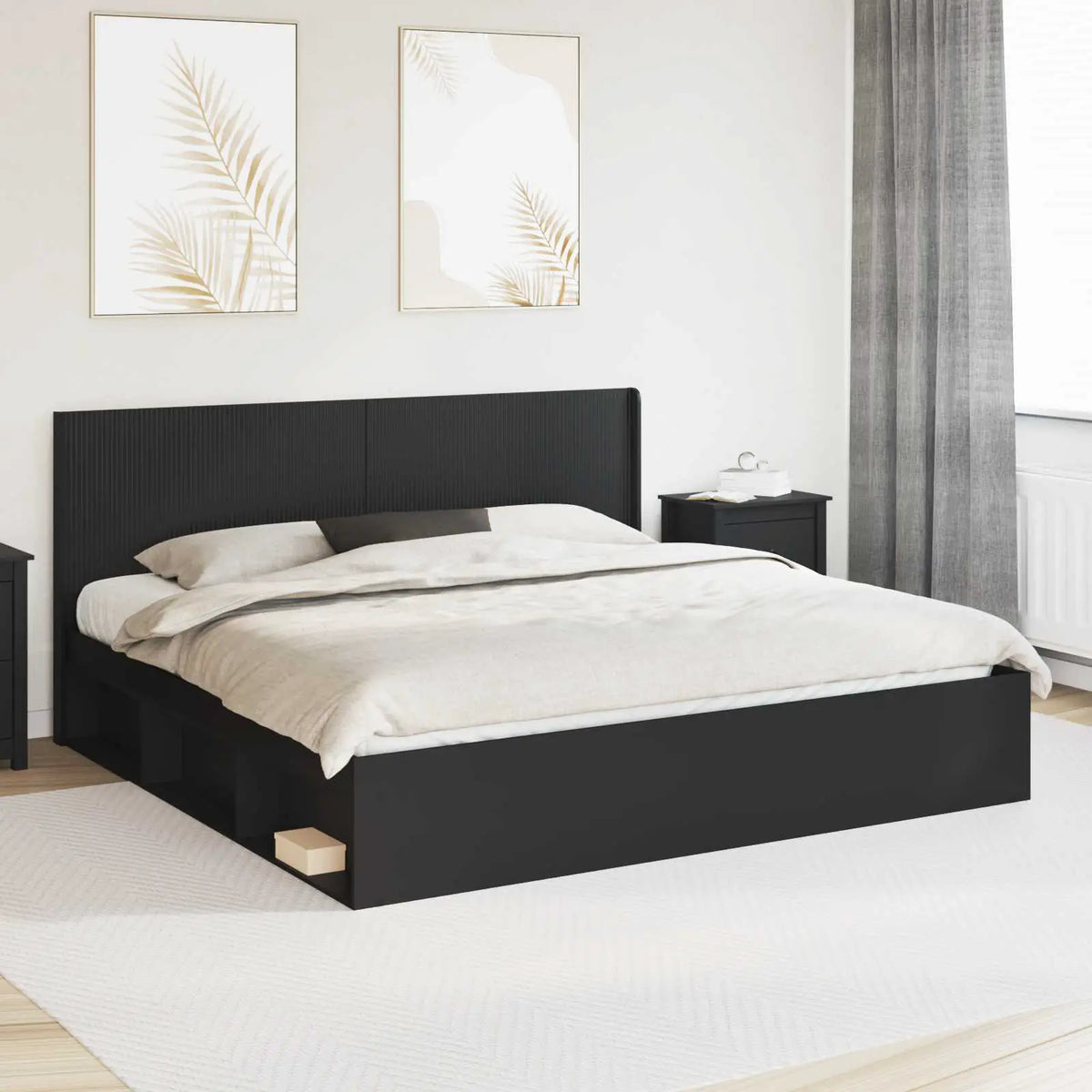 vidaXL Bed Frame with Storage and Headboard White 200 x 200 cm - from vidaXL