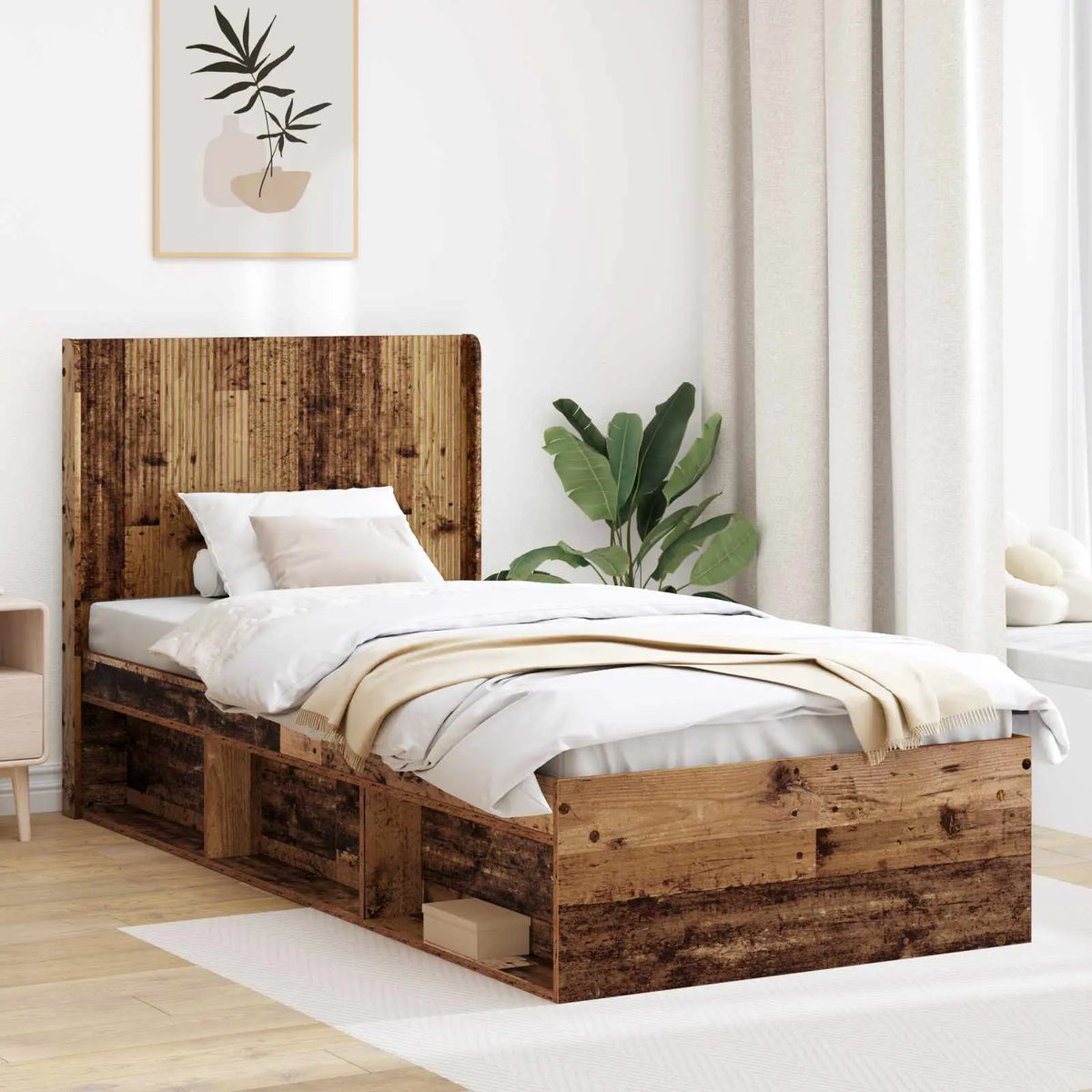 vidaXL Bed Frame with Storage and Headboard White 200 x 200 cm - from vidaXL