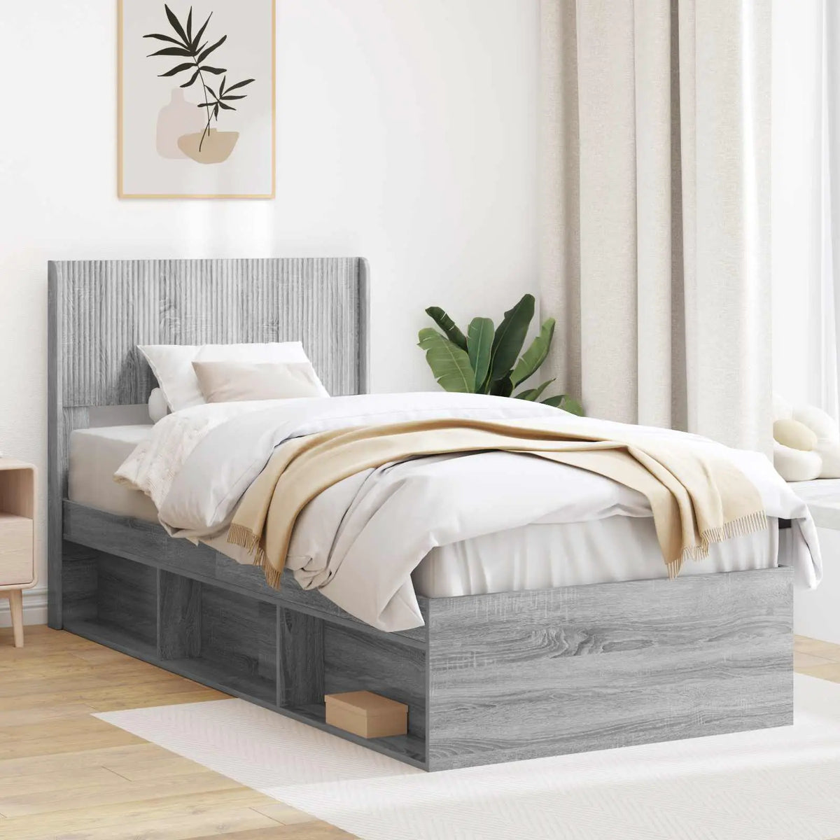 vidaXL Bed Frame with Storage and Headboard White 200 x 200 cm - from vidaXL