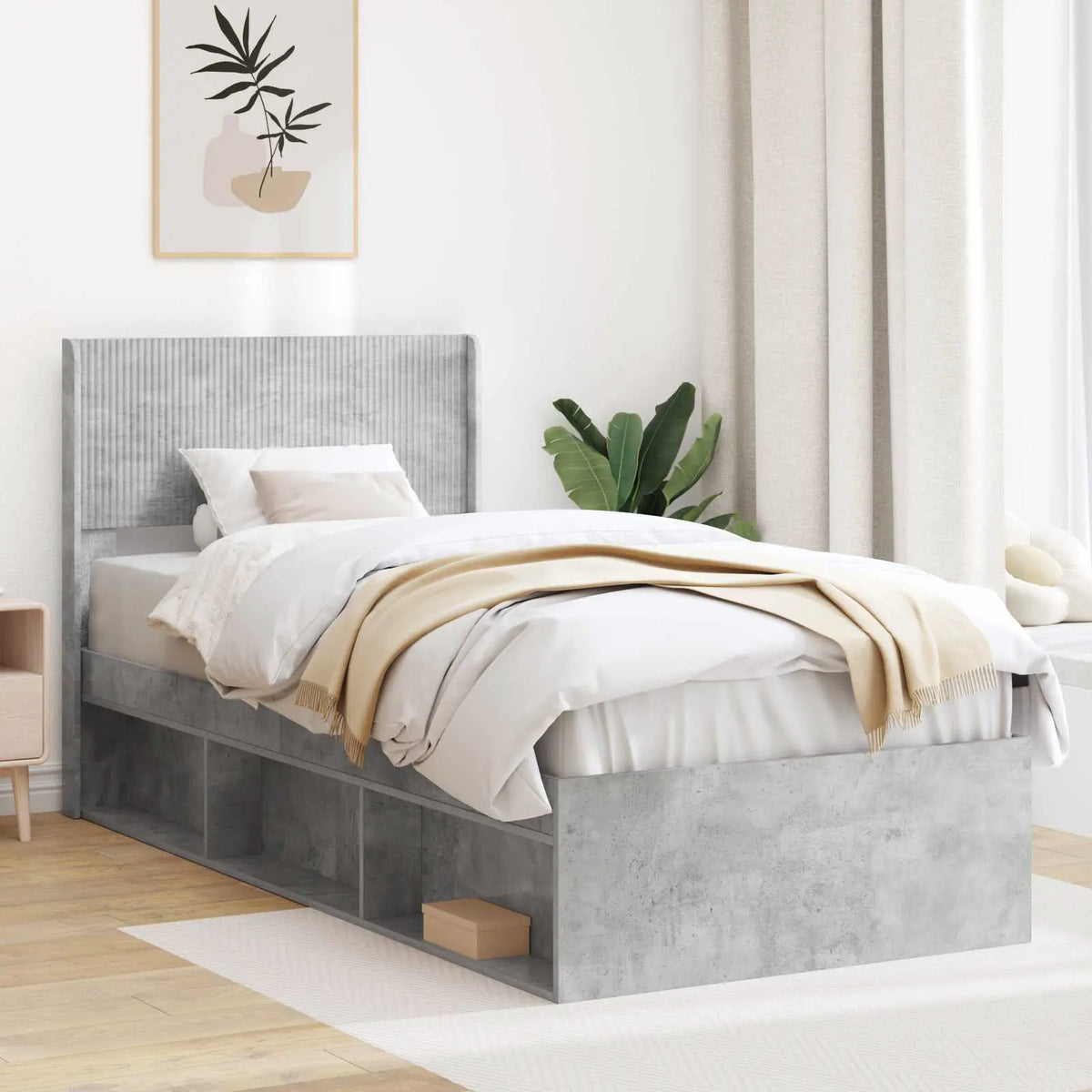 vidaXL Bed Frame with Storage and Headboard White 200 x 200 cm - from vidaXL