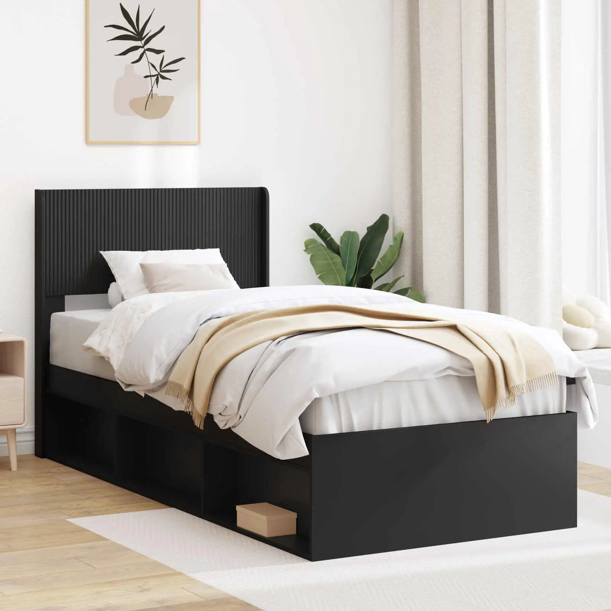 vidaXL Bed Frame with Storage and Headboard White 200 x 200 cm - from vidaXL