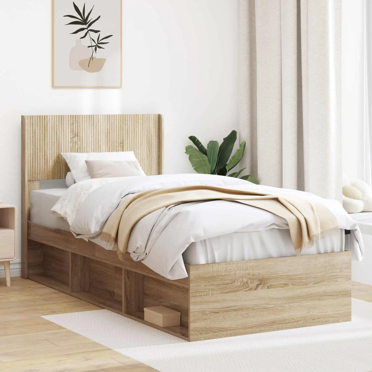 vidaXL Bed Frame with Storage and Headboard White 200 x 200 cm - from vidaXL