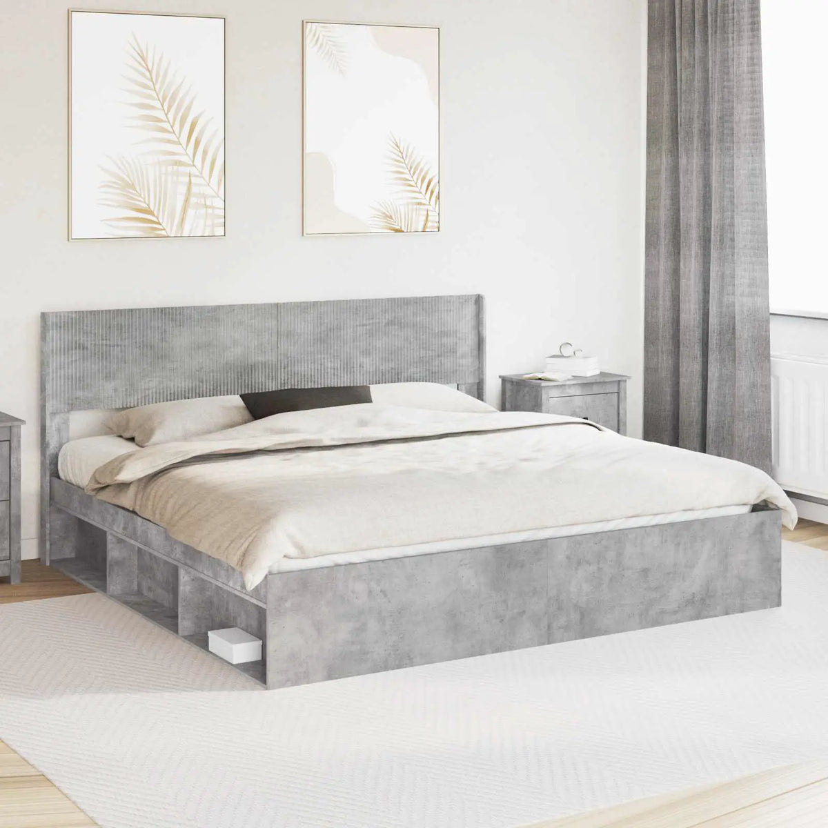 vidaXL Bed Frame with Storage and Headboard White 200 x 200 cm - from vidaXL