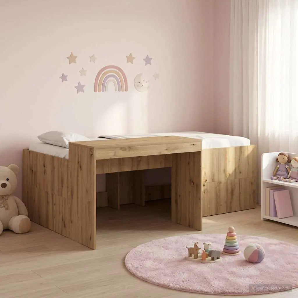 vidaXL Kids'High Bed Frame with Desk White 80 x 200 cm - from vidaXL