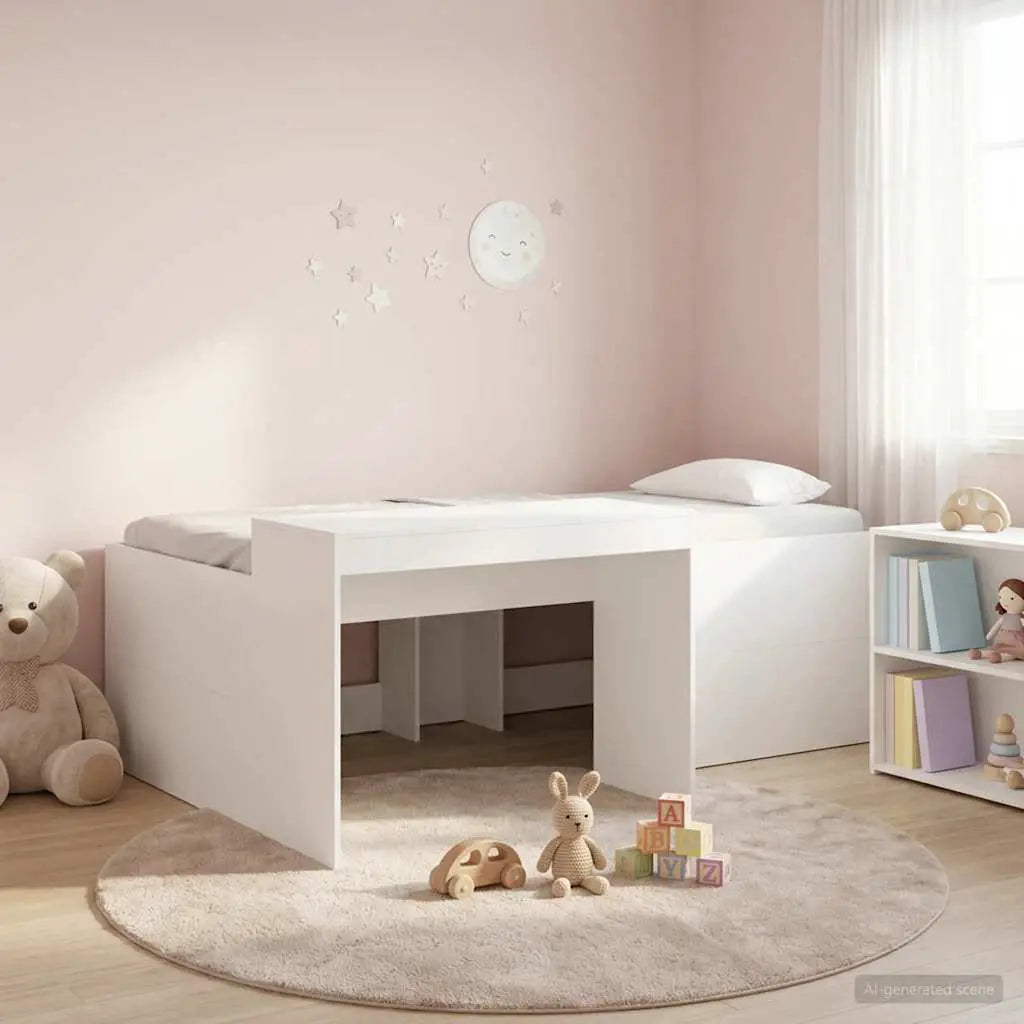 vidaXL Kids'High Bed Frame with Desk White 80 x 200 cm - from vidaXL