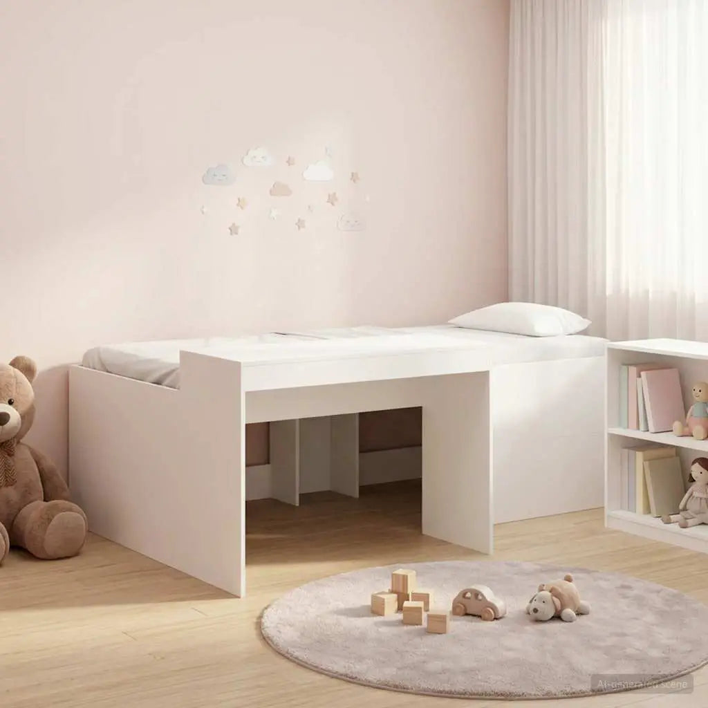 vidaXL Kids'High Bed Frame with Desk White 80 x 200 cm - from vidaXL