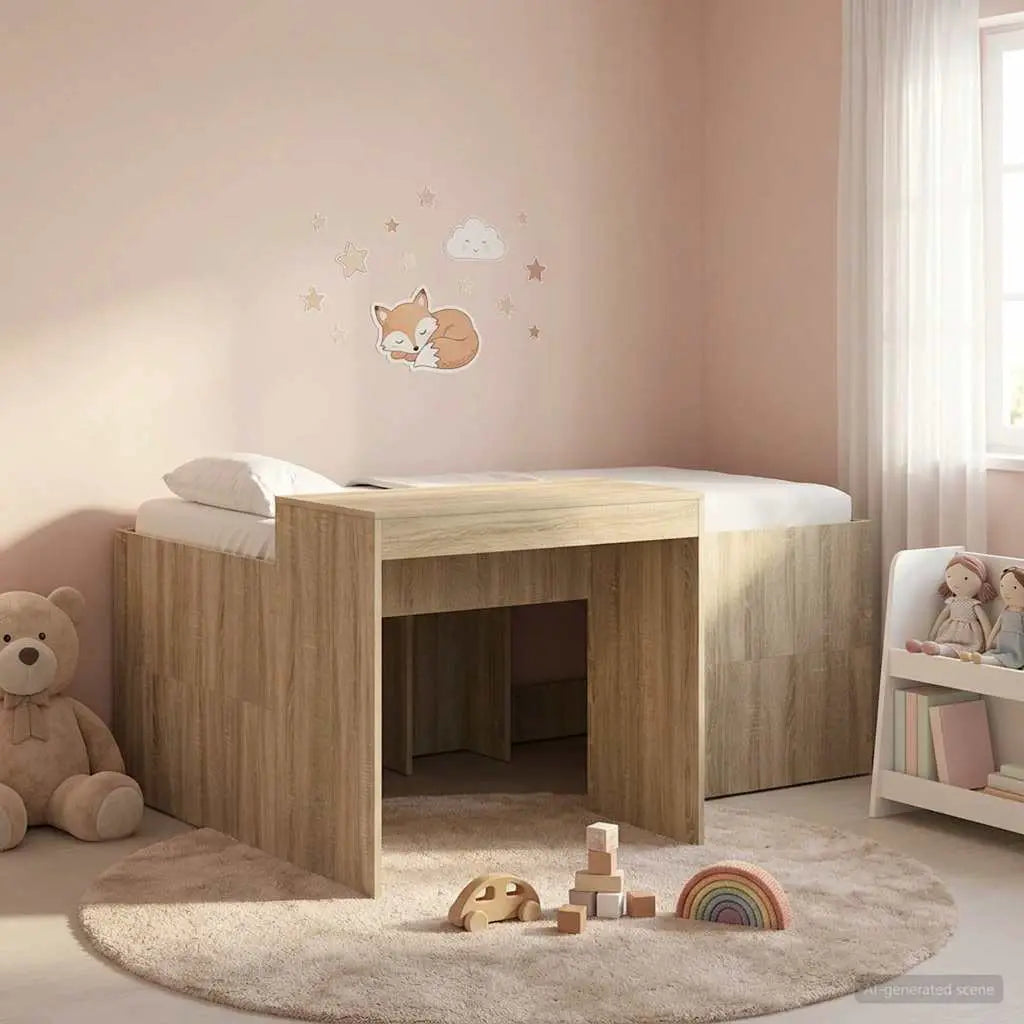 vidaXL Kids'High Bed Frame with Desk White 80 x 200 cm - from vidaXL