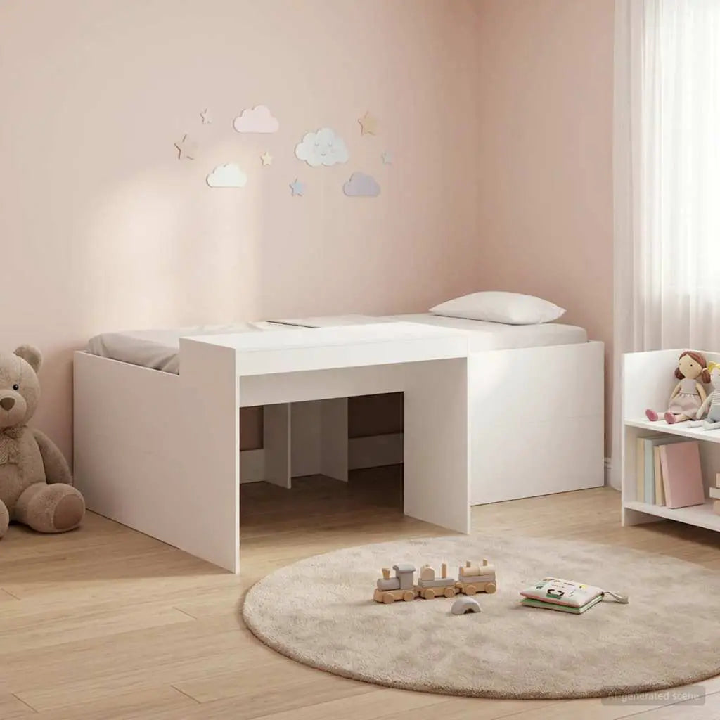 vidaXL Kids'High Bed Frame with Desk White 80 x 200 cm - from vidaXL