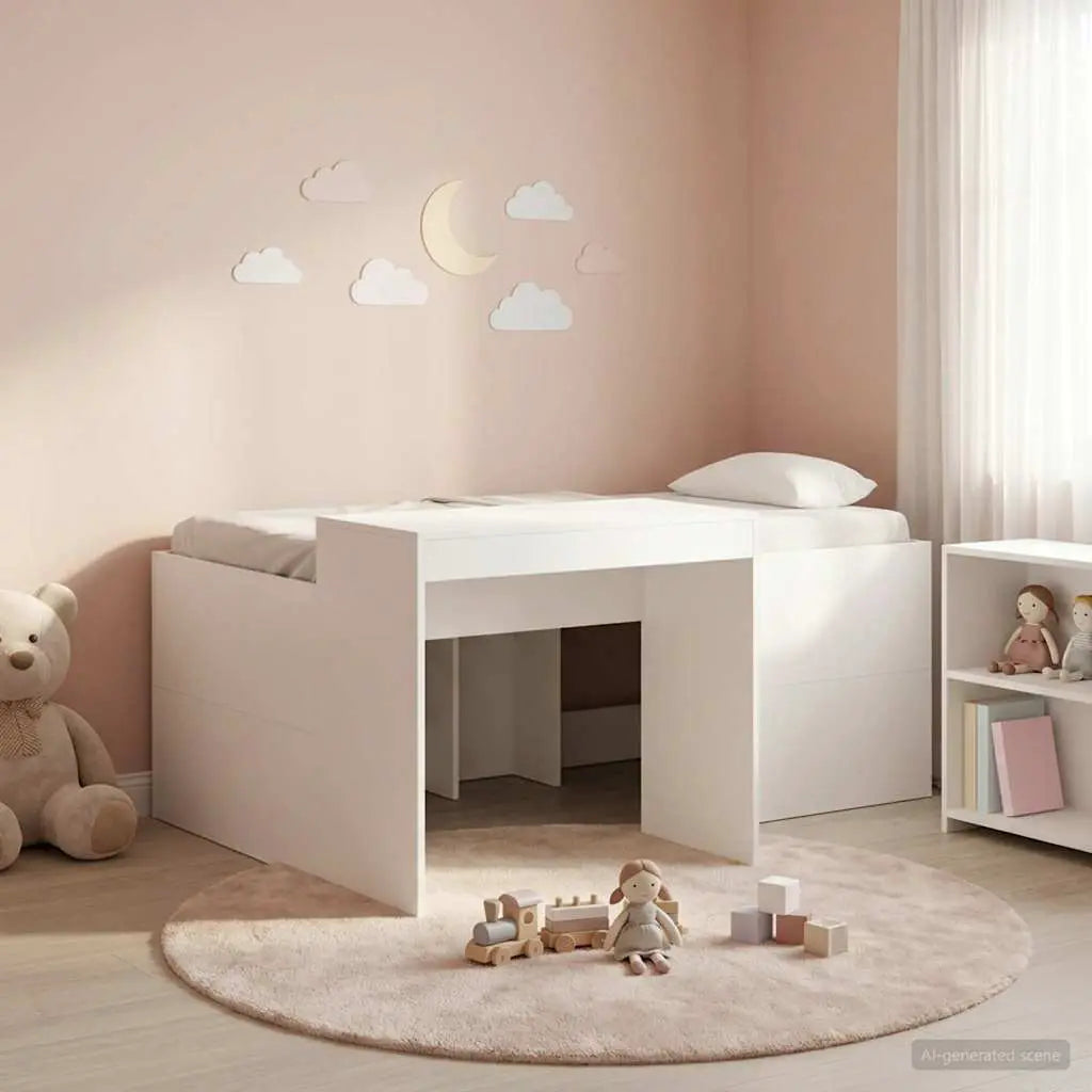 vidaXL Kids'High Bed Frame with Desk White 80 x 200 cm - from vidaXL