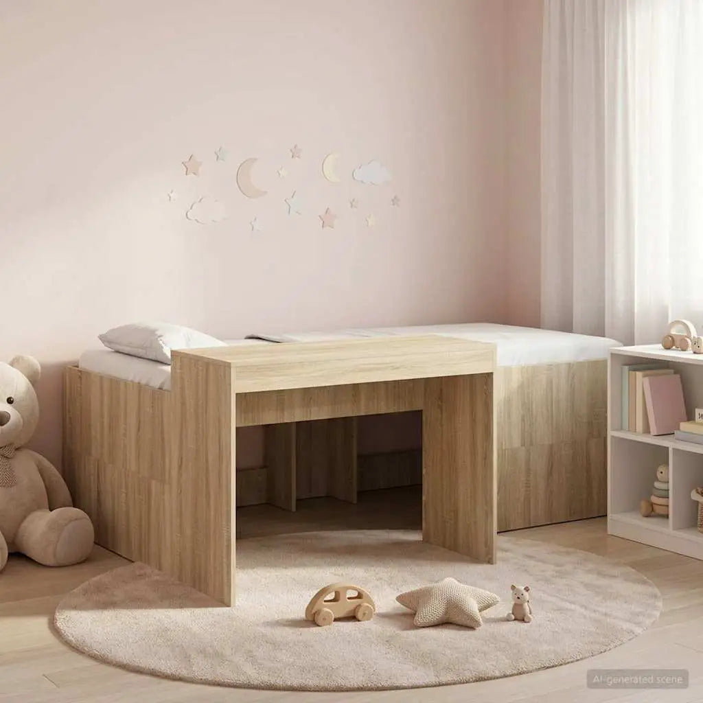 vidaXL Kids'High Bed Frame with Desk White 80 x 200 cm - from vidaXL
