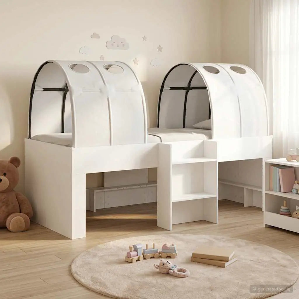 vidaXL Kids'High Bed Frame with Tunnel White and Light Blue - from vidaXL