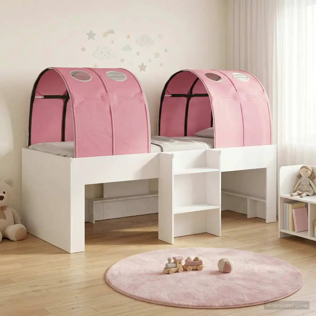 vidaXL Kids'High Bed Frame with Tunnel White and Light Blue - from vidaXL